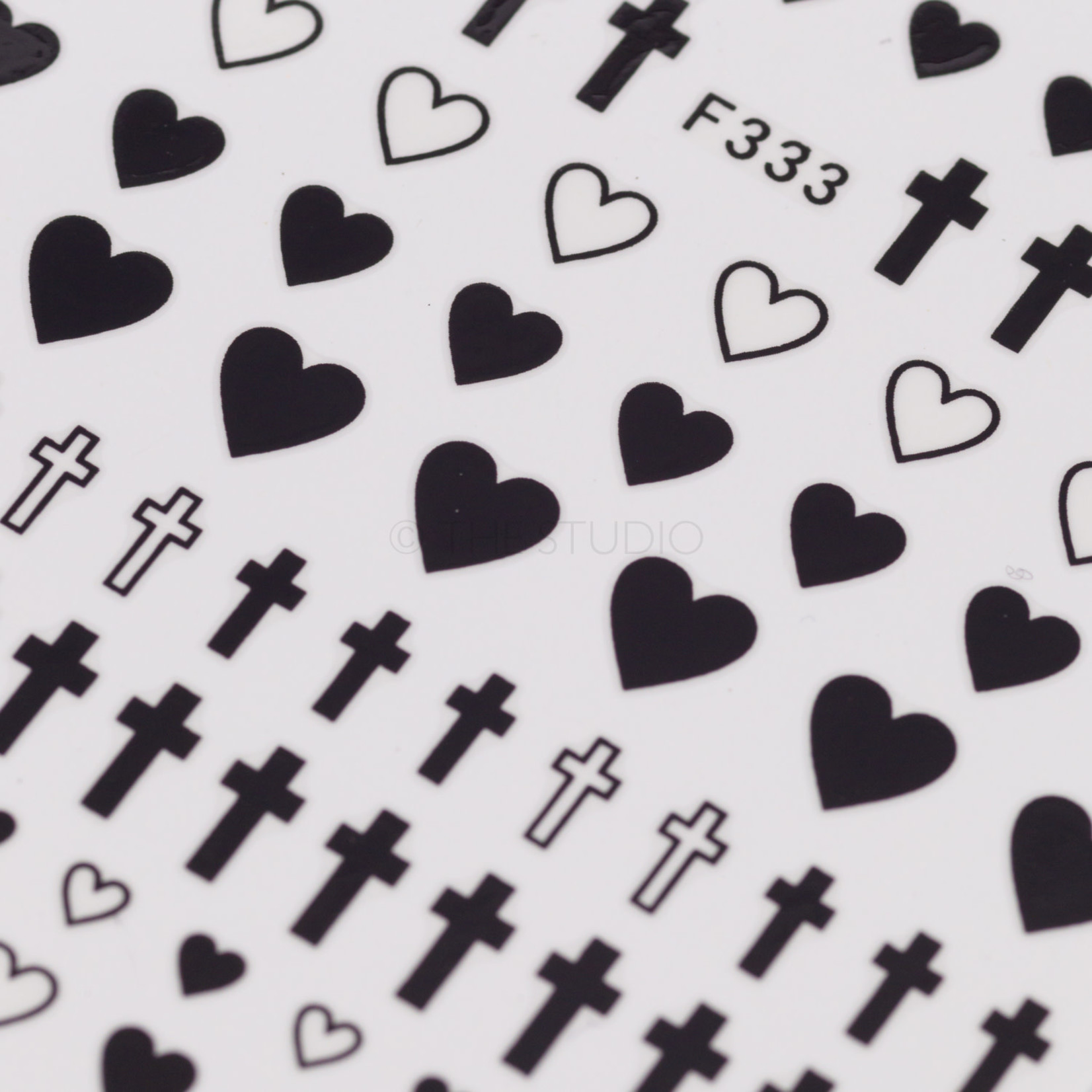 Miss Colour - Black Cross Hearts Decal - F333