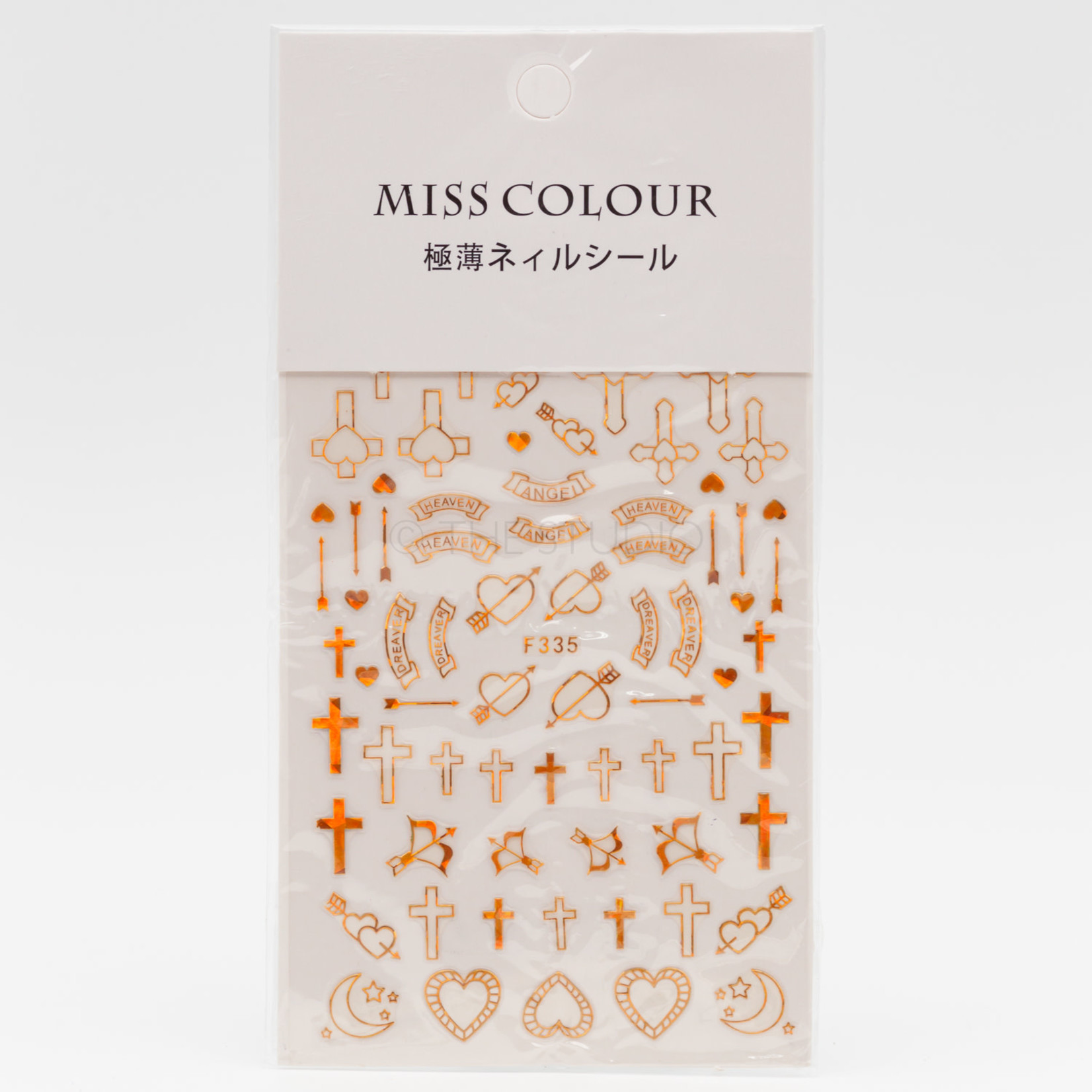 Miss Colour - Gold Heart Cross Arrow Decal - F335