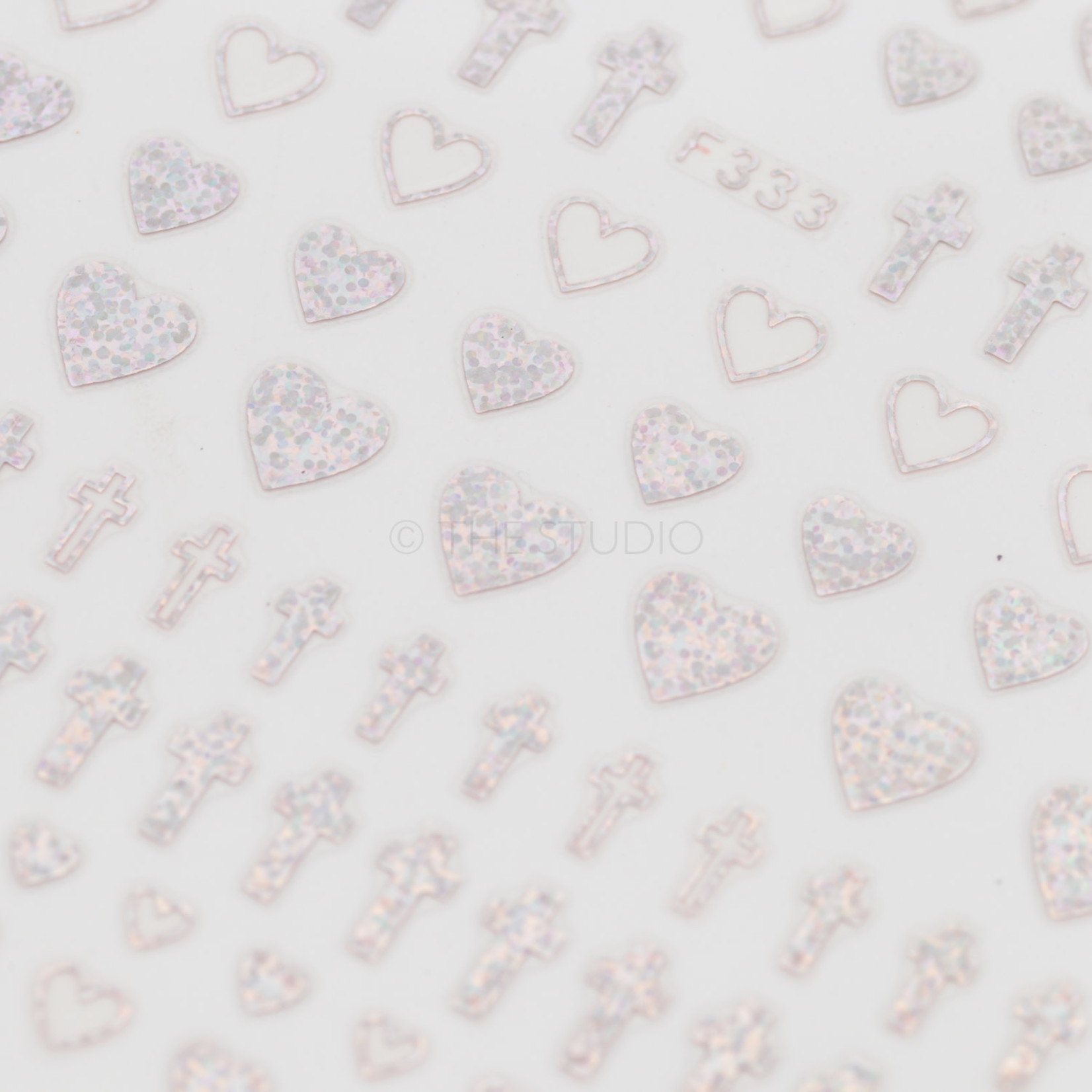 Miss Colour - Iridescent Cross Hearts Decal - F333