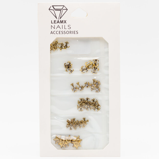 Leamx - Nail Art Charms - Gold Crosses - 36 pcs