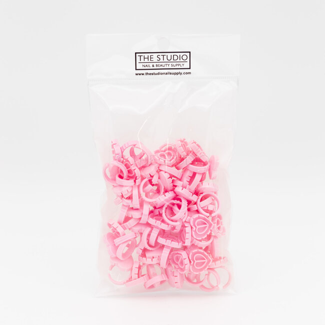 The Studio - Lash Glue Heart Rings - Pink - 50 ct