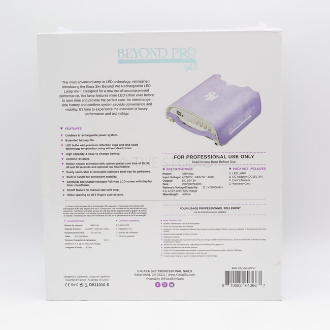 Kiara Sky - Beyond Pro - Rechargeable LED Gel Lamp - Vol II - Lavender