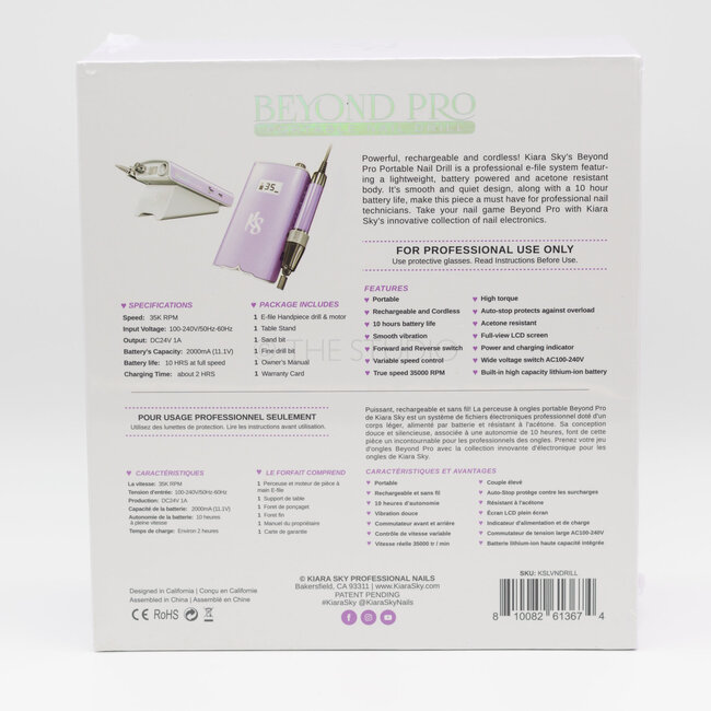 *SALE* Kiara Sky - Beyond Pro Portable Nail e-File Drill - Lavender