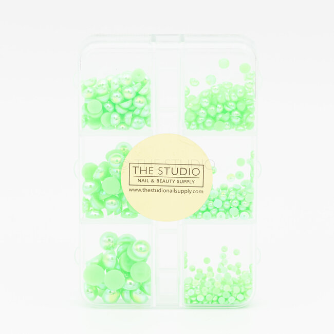 The Studio - Art Pack #381 - Assorted Neon Green Pearls - 6 pcs