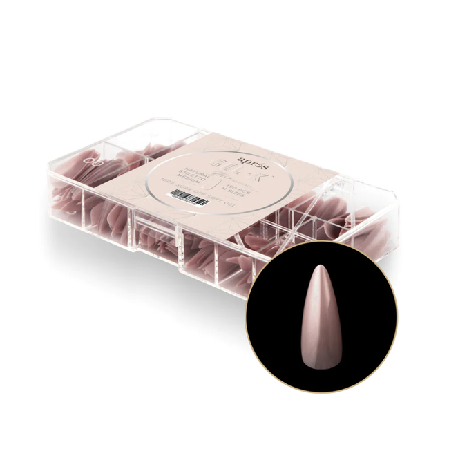 Apres - Tip Box Gel X - Mia - Natural Stiletto - Medium