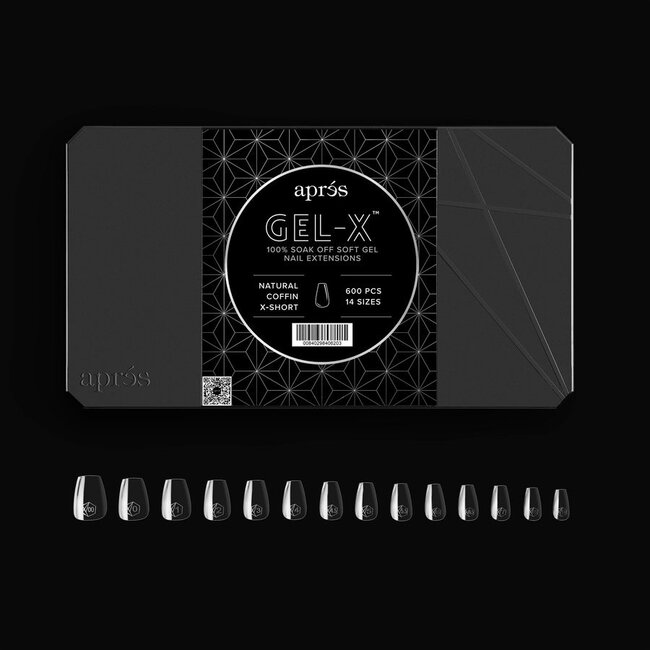 Apres - Tip Box 2.0 Gel X - Clear - Natural Coffin - Extra Short