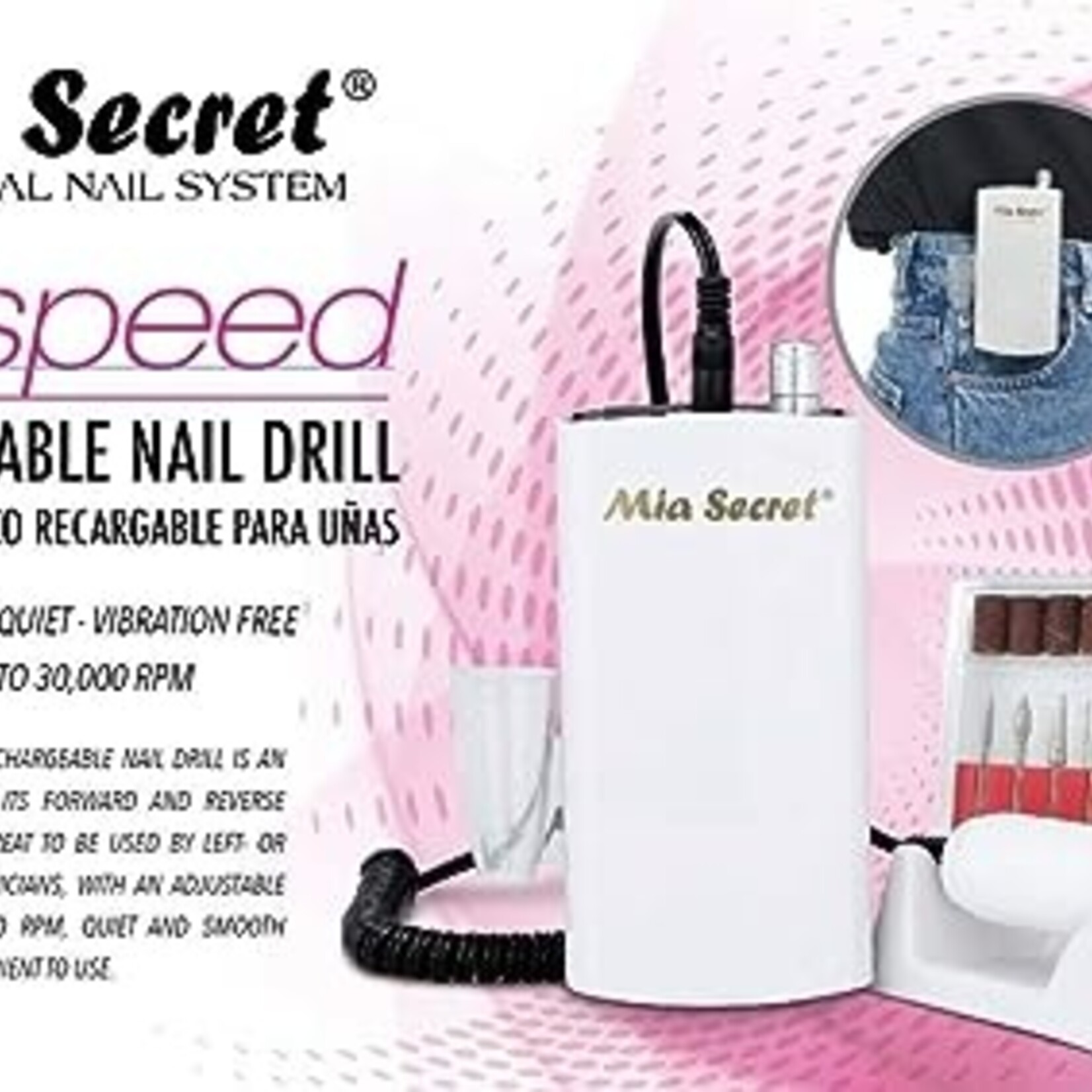 Mia Secret Mia Secret - Pro-Speed Rechargeable Nail E-File Drill with Metal Clip - White