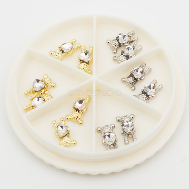 The Studio - Art Pack #535 - Bear Charms - Gold and Silver - 12 pcs