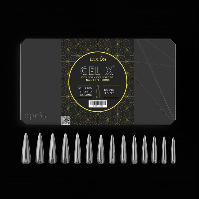 Apres Apres - Tip Box 2.0 Gel X - Clear - Sculpted Stiletto - XX Long