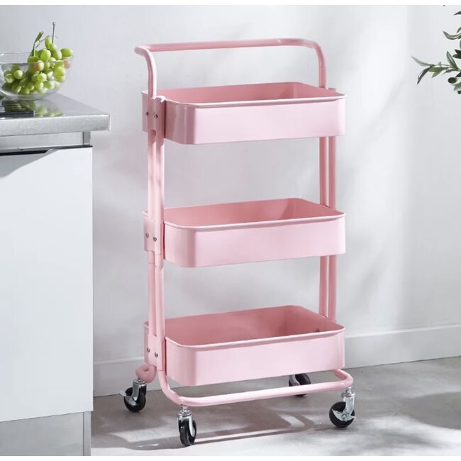 Rolling Utility Cart - Metal - Pink
