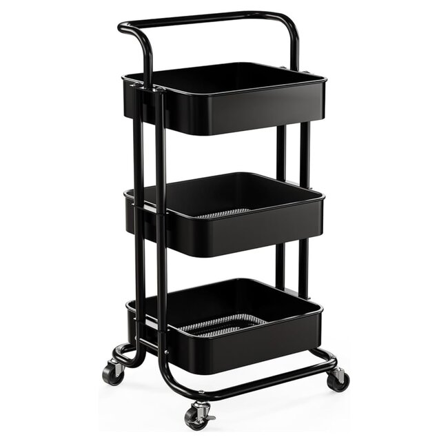 Rolling Utility Cart - Metal - Black