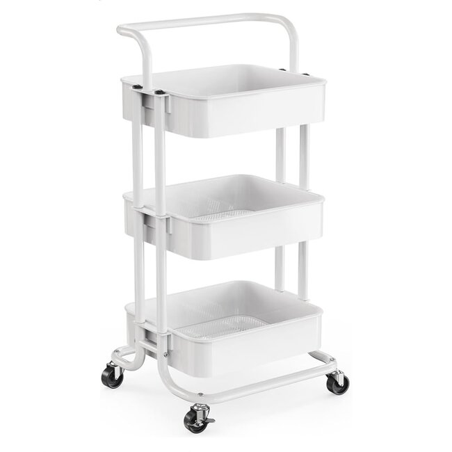 Rolling Utility Cart - Metal - White