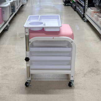 Pedicure Cart with Tray - Pink