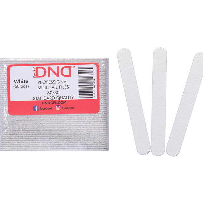 DND - Mini Nail File - 80/80 Grit - White - 50 pcs
