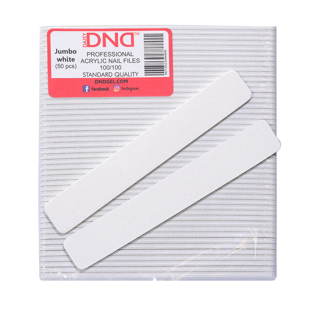 DND - Nail Files - Rectangle - 100/100 - Jumbo White - 50 count