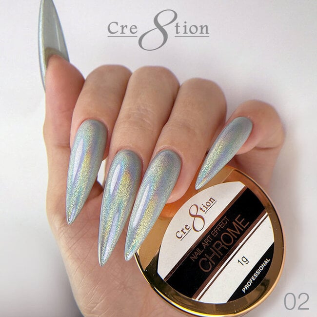 Cre8tion Cre8tion - Nail Art Chrome - 02 Hologram Silver B - 1 g