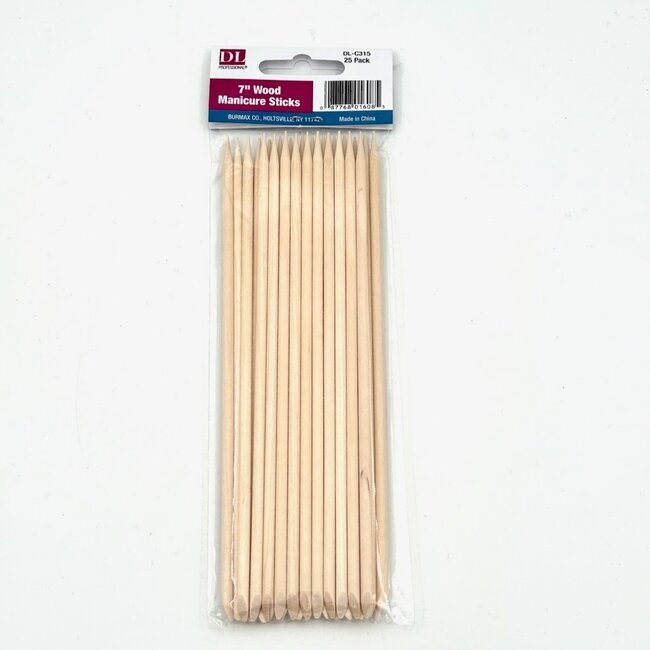 DL - Wood Manicure Sticks - 7" - 25 count - DL C315