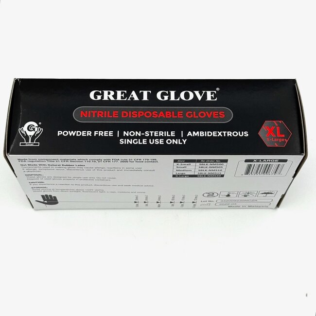 Great Glove - Black Nitrile Gloves - XL - 95 count