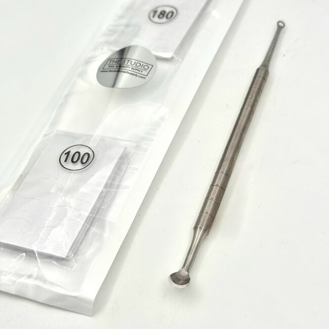The Studio - Cuticle Pusher, Scraper With Sandpaper Sheets