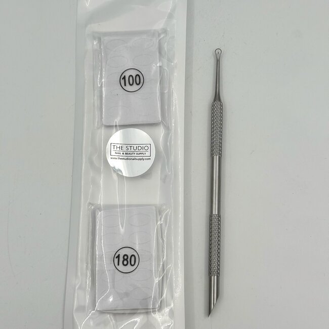 The Studio - Dual Ended Cuticle Pusher With Sandpaper Sheets