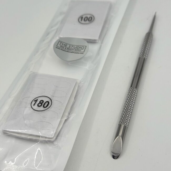 The Studio - Dual Ended Cuticle Pusher With Sandpaper Sheets