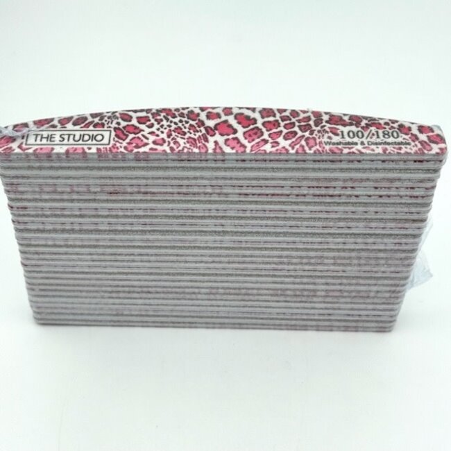 The Studio - Files - Oval - 100/180  - Pink/White - Leopard - 25 Count