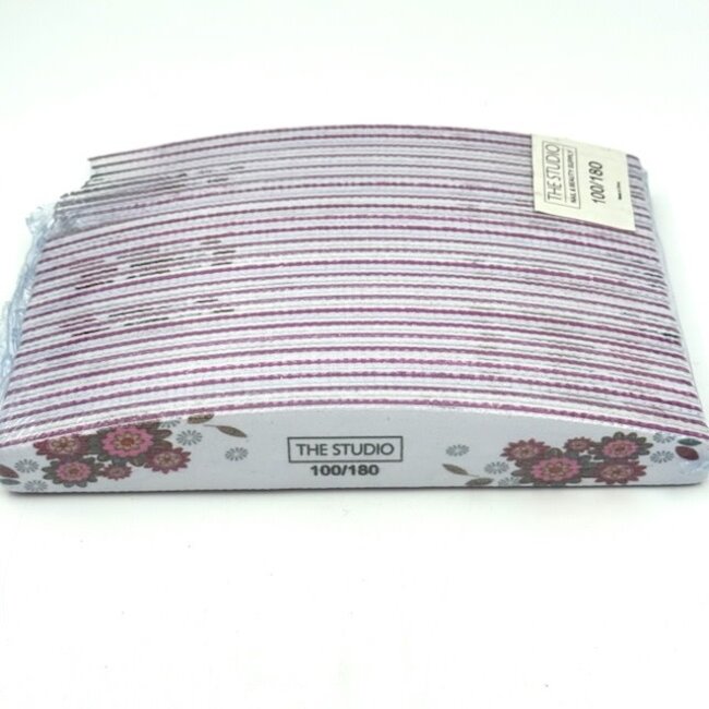 The Studio - Files - Oval - 100/180 - Zebra/ Pink - Gear Flowers - 25 Count