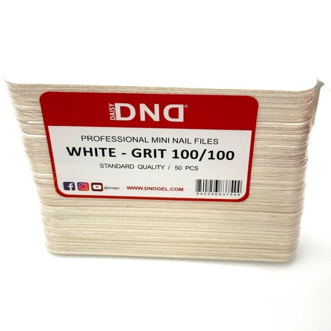 DND - Mini Nail File - 100/100 Grit - White - 50 pcs