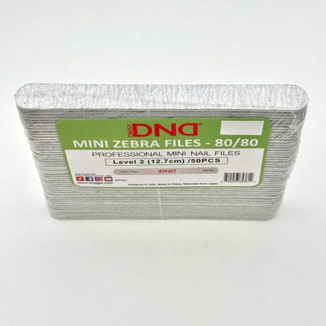 DND - Mini Nail File - 80/80 Grit - Zebra - 50 pcs