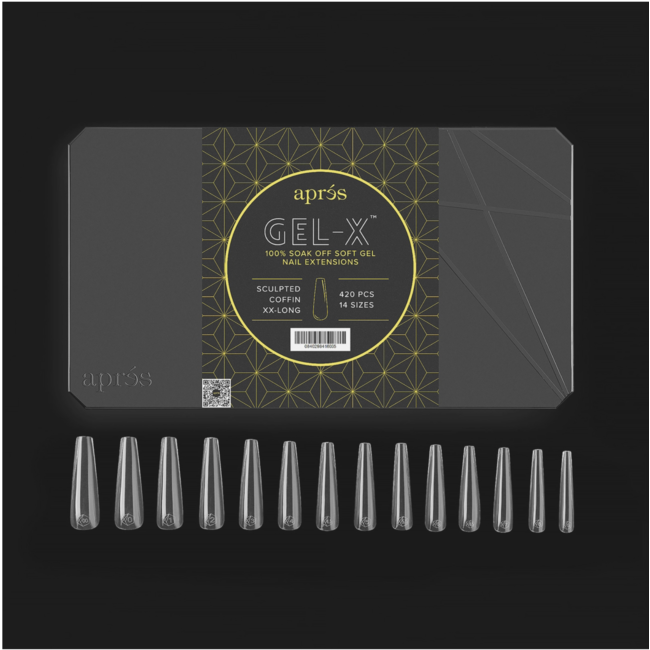 Apres - Tip Box 2.0 Gel X - Clear - Sculpted Coffin - Extra Long