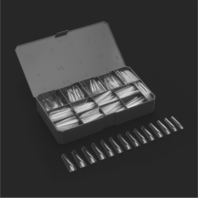 Apres - Tip Box 2.0 Gel X - Clear - Sculpted Coffin - Extra Long