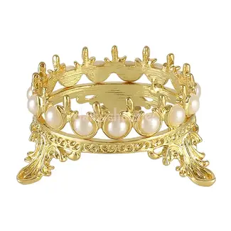 The Studio Crown Brush Holder - Gold with Pearls