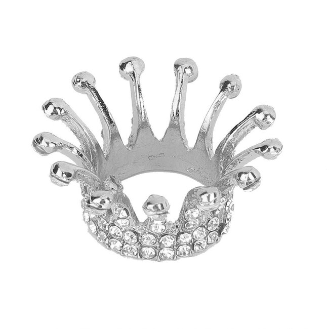 Small Crown Brush Holder - Silver with Rhinestones