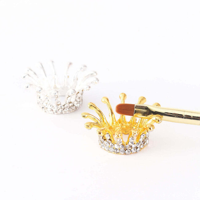 Small Crown Brush Holder - Gold with Rhinestones