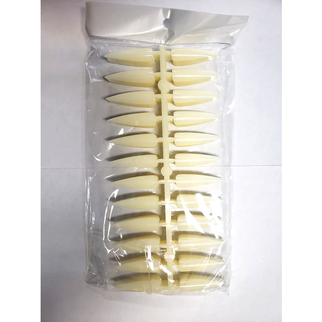 Tip Color Swatch - 24 Nail Sheet - Stiletto Natural - 10 count