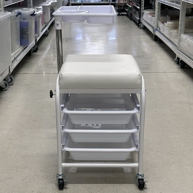 Pedicure Cart with Tray - White