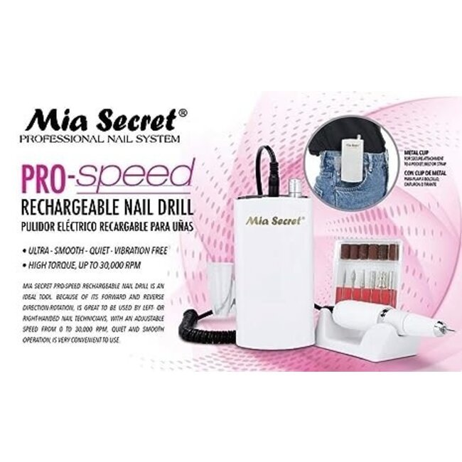 Mia Secret - Pro-Speed Rechargeable Nail E-File Drill with Metal Clip - White
