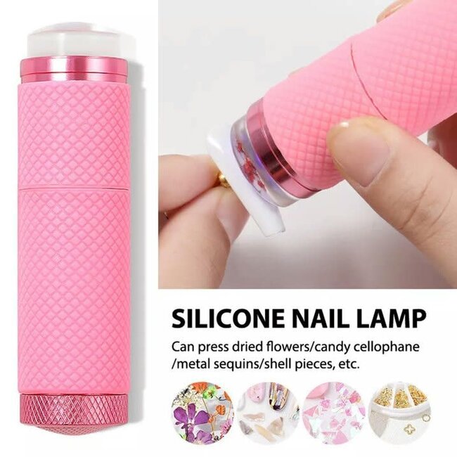 LED Flash Cure Flashlight with Silicon Stamper - Hot Pink