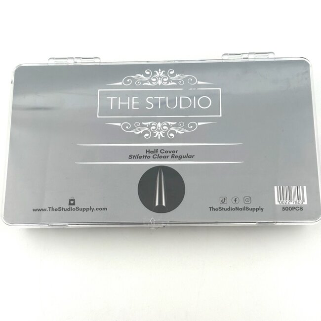 The Studio - Tip Box - Half Cover - Stiletto Clear - Regular