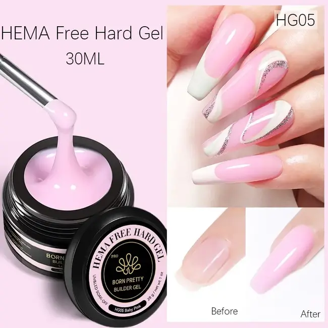 Born Pretty - Hema Free Hard Gel - HG05 - Baby Pink - 1 oz