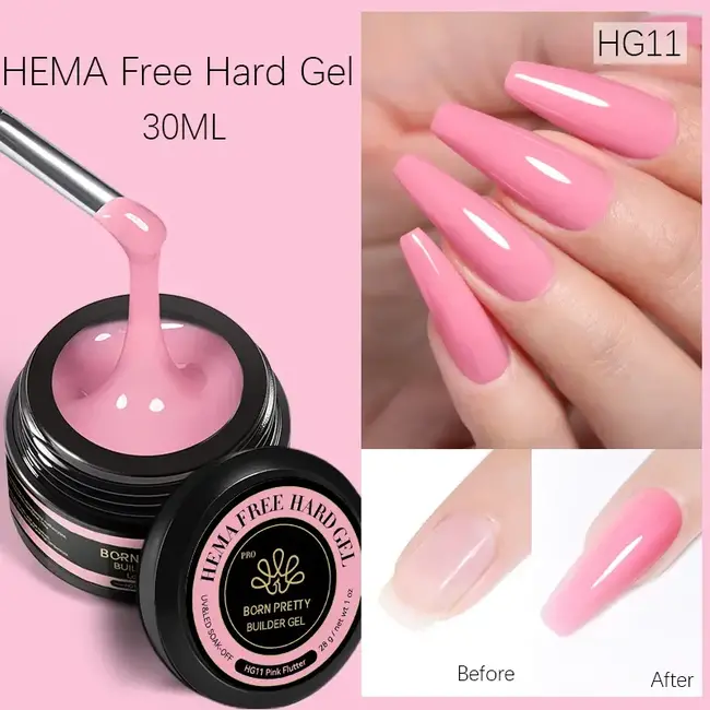 Born Pretty - Hema Free Hard Gel - HG11 - Pink Flutter - 1 oz