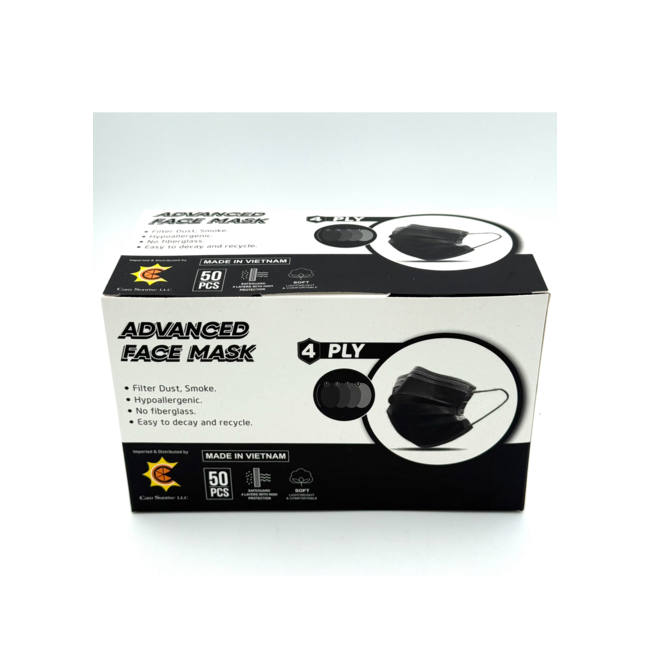 Face Mask - Disposable - Black 4 ply - 50 count