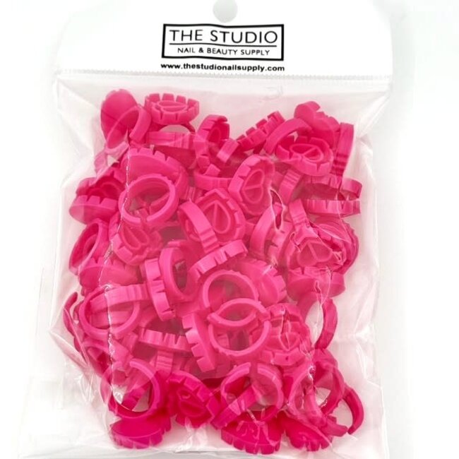 The Studio - Lash Glue Heart Rings - Hot Pink - 50 ct