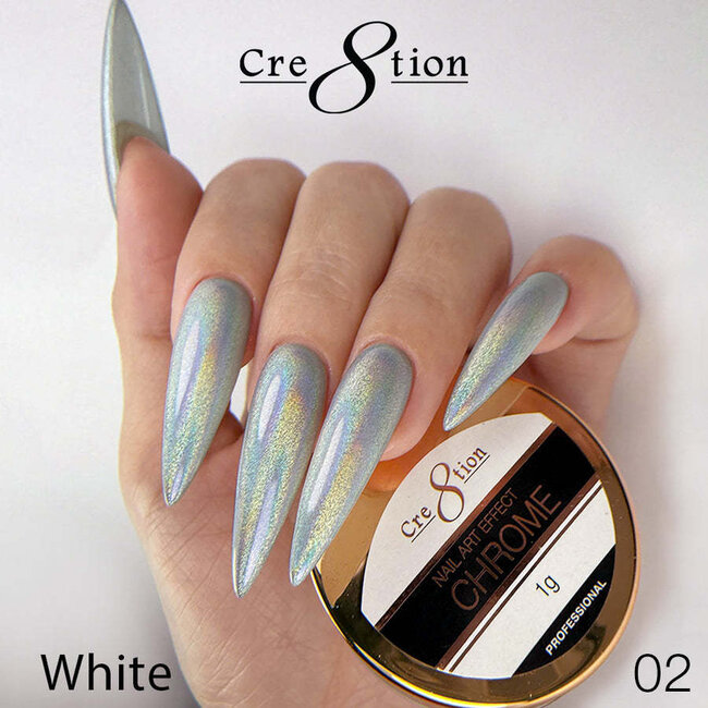 Cre8tion - Nail Art Chrome - 02 Hologram Silver B - 1 g