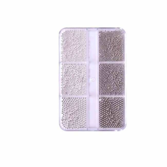 The Studio - Caviar Beads - Silver and White - 6 pcs