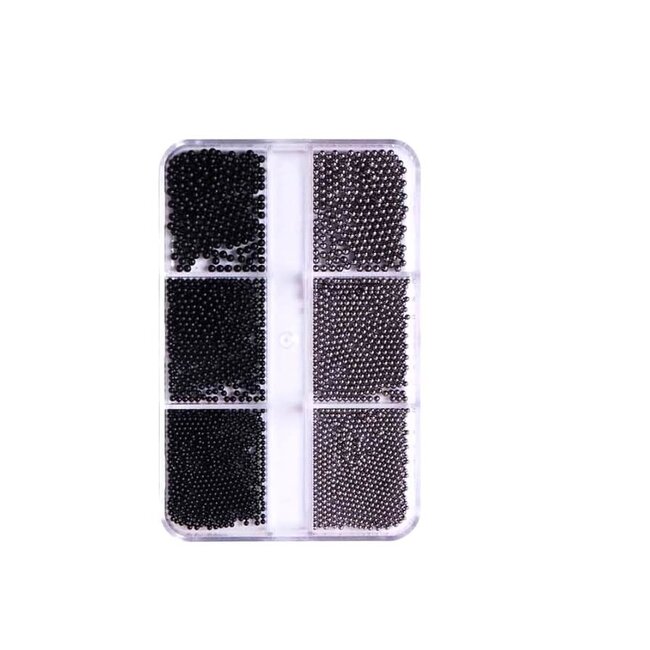 The Studio - Caviar Beads - Black and Silver - 6 pcs