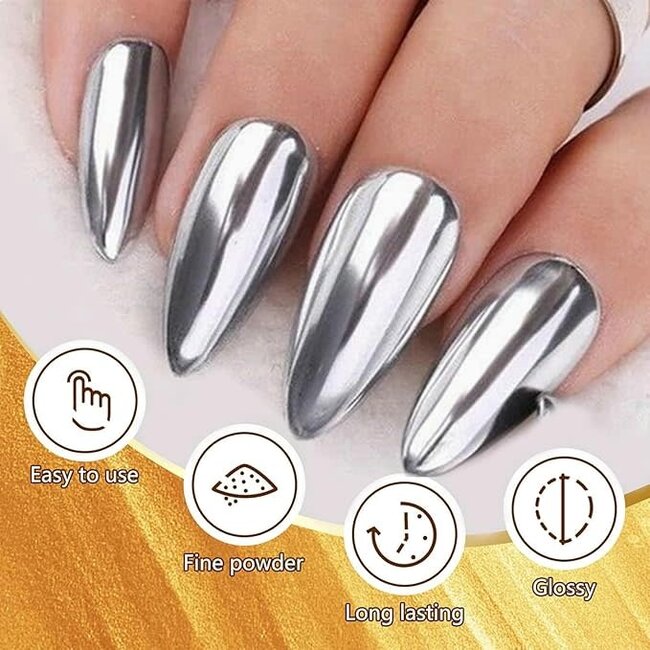 Chrome Nail Art Powder - Silver