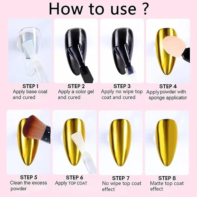 Chrome Nail Art Powder - Gold