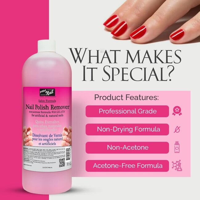 Pro Nail - Nail Polish Remover - Non-Acetone - 32 oz