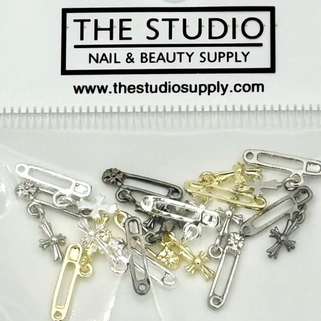 The Studio - Art Pack #571 - Assorted Safety Pins Charms -Gold, Silver